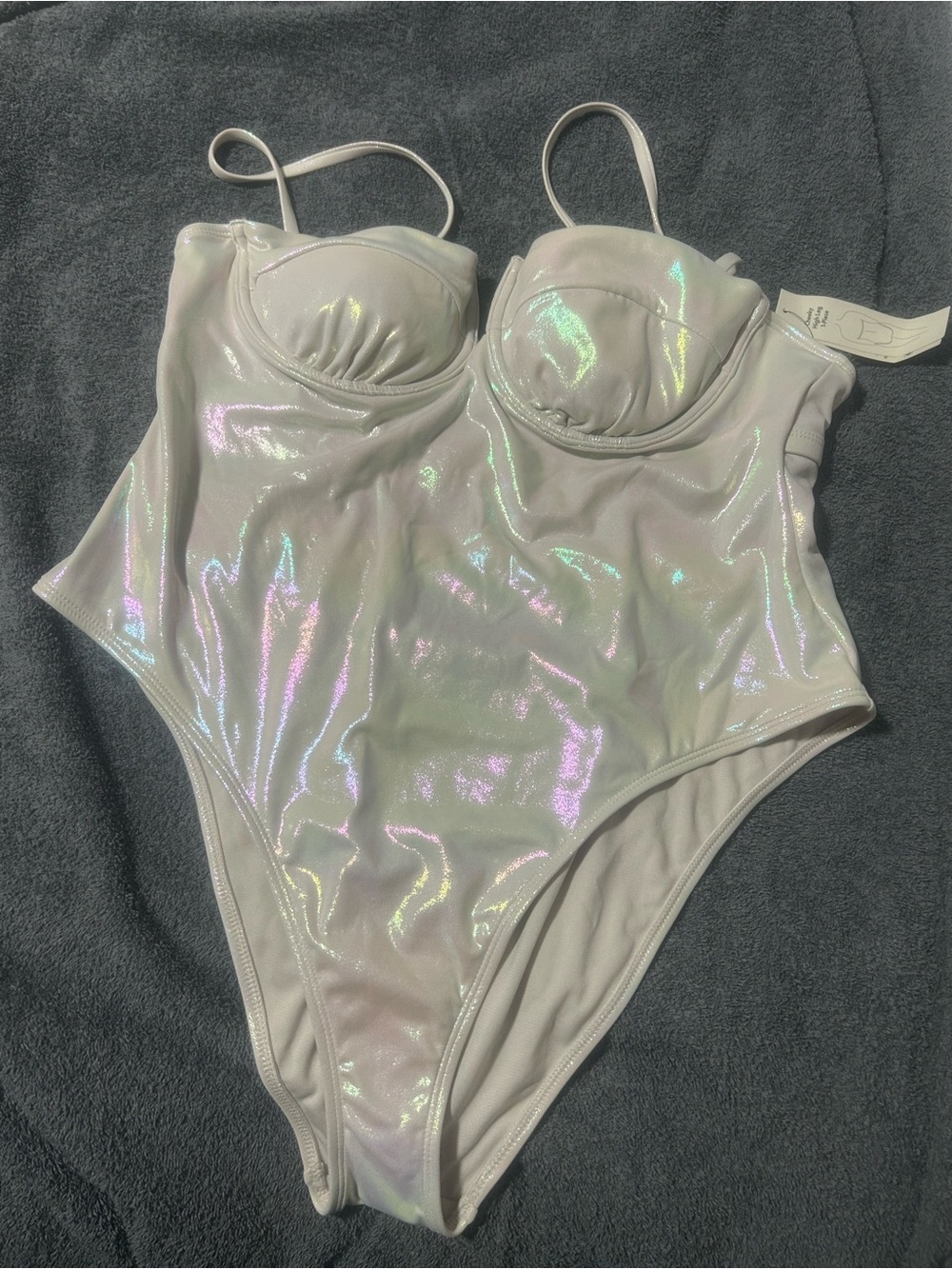 No Boundaries Iridescent White Bandeau Bodysuit